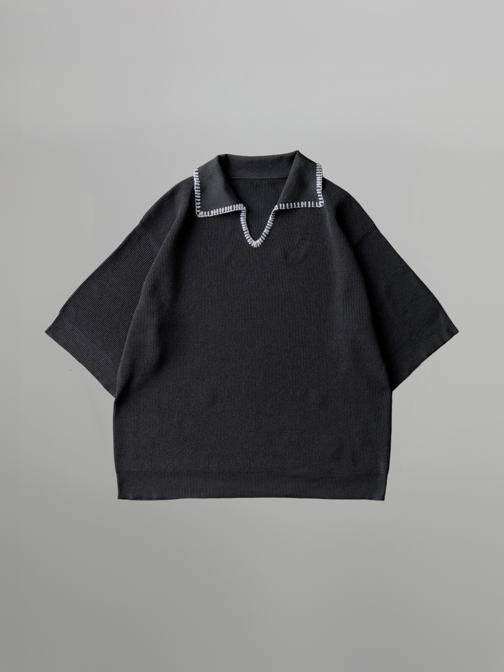 Stitched Knit Polo Shirt