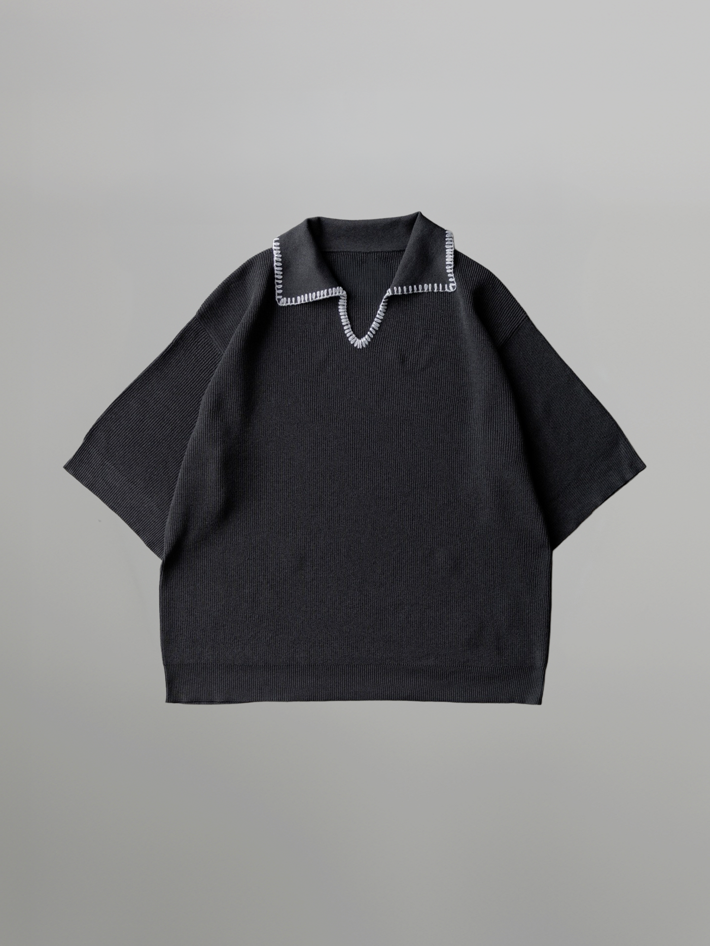 Stitched Knit Polo Shirt