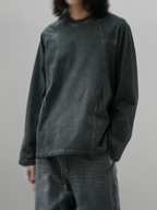 Cold Dyed Faded Long Sleeve Tee charcoal – Front view | clean essentials / relaxed fit | UNPROVEN
