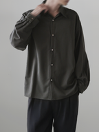 Loose-Fit Balloon Sleeve Shirt charcoal – Detail | relaxed tailoring / semi-wide fit | UNPROVEN