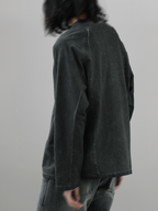 Cold Dyed Faded Long Sleeve Tee charcoal – Detail | clean essentials / relaxed fit | UNPROVEN