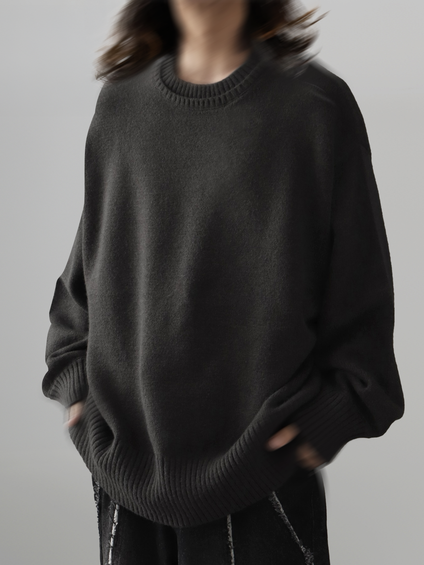 Double-Collar Crewneck Knit