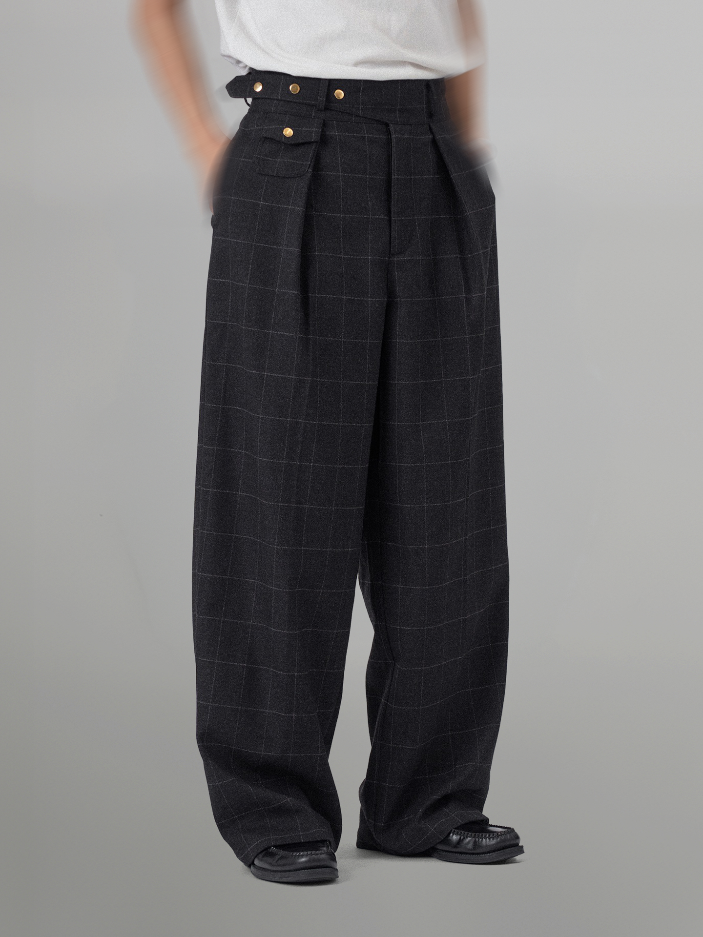 Checked Wide Gurkha Pants
