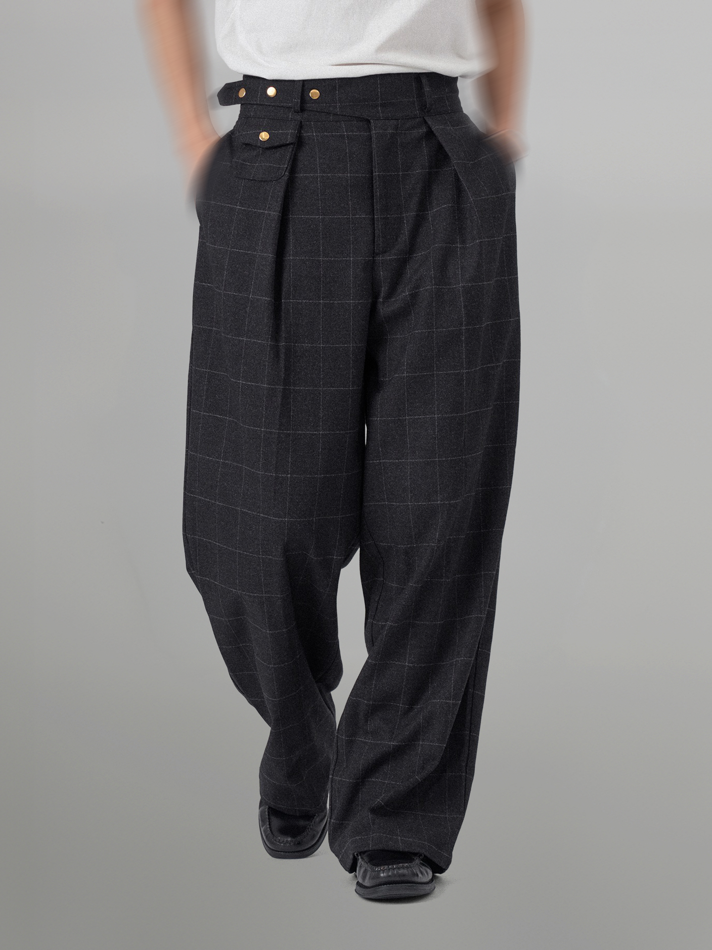 Checked Wide Gurkha Pants