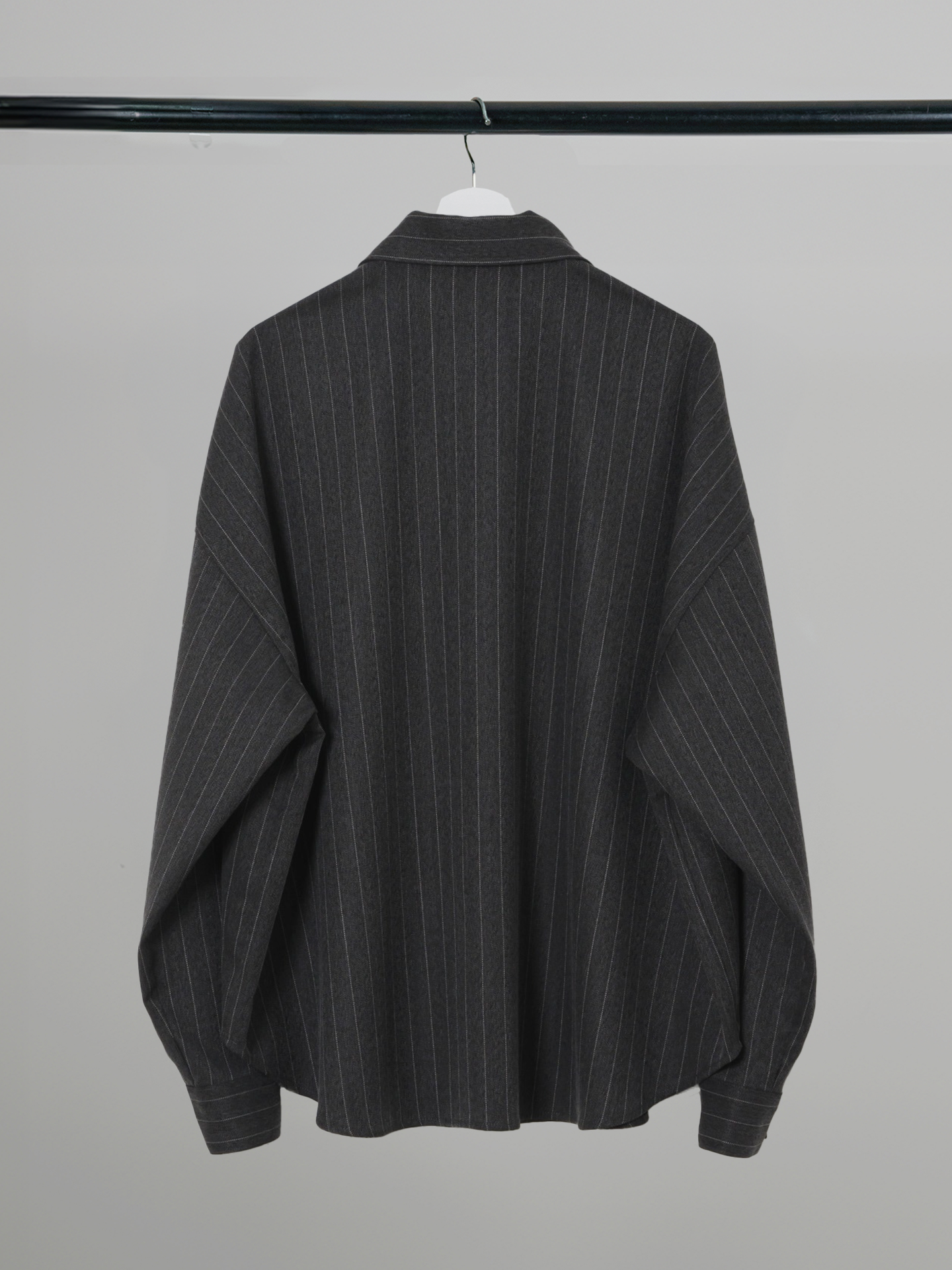 Imitation Wool Oversized Stripe Shirt