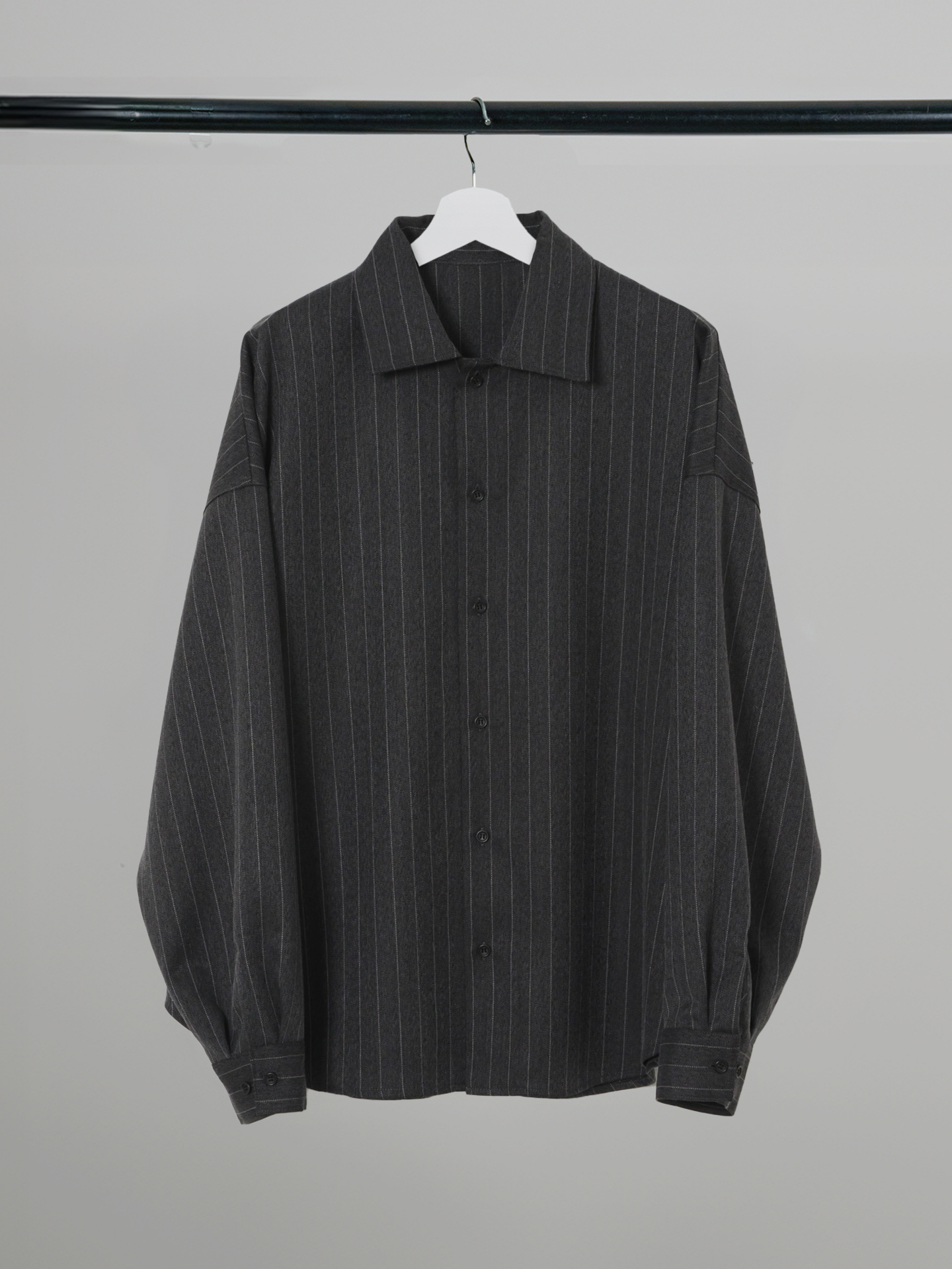 Imitation Wool Oversized Stripe Shirt