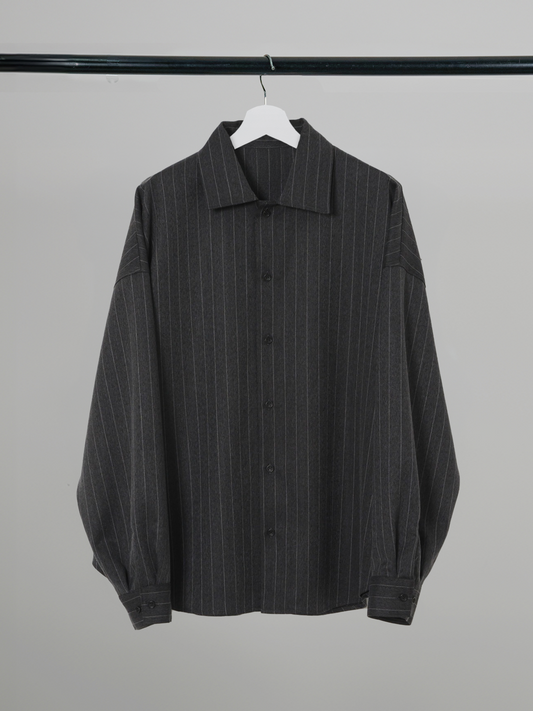 Imitation Wool Oversized Stripe Shirt