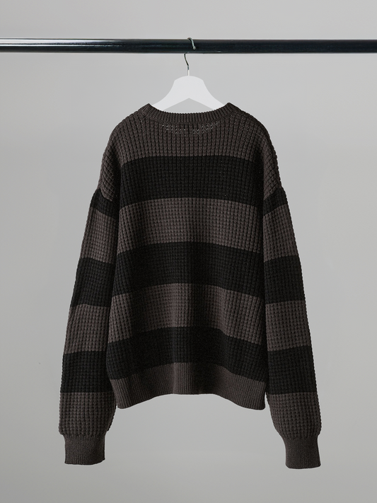 Oversized Border Waffle Knit