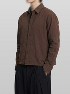 Checked Cropped Shirt chocolate – Front view | relaxed tailoring / semi-wide fit | UNPROVEN