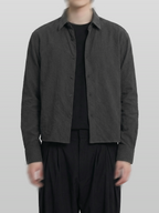 Cropped Shirt Charcoal front - cleanfit minimal - UNPROVEN