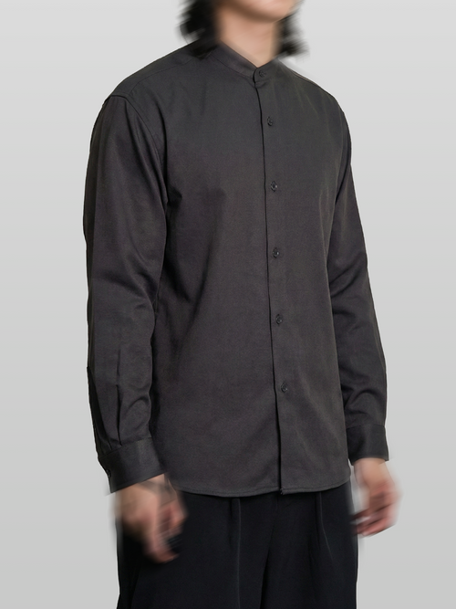 Collarless Shirt Charcoal – Front view | clean essentials / minimalist | UNPROVEN