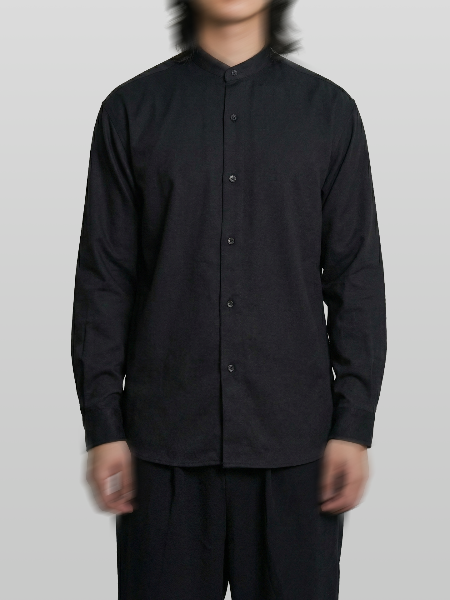 Wool-Like Collarless Shirt Black - Mens Shirt UNPROVEN.STUDIO Wool-Like Collarless Shirt Black - Mens Shirt UNPROVEN.STUDIO