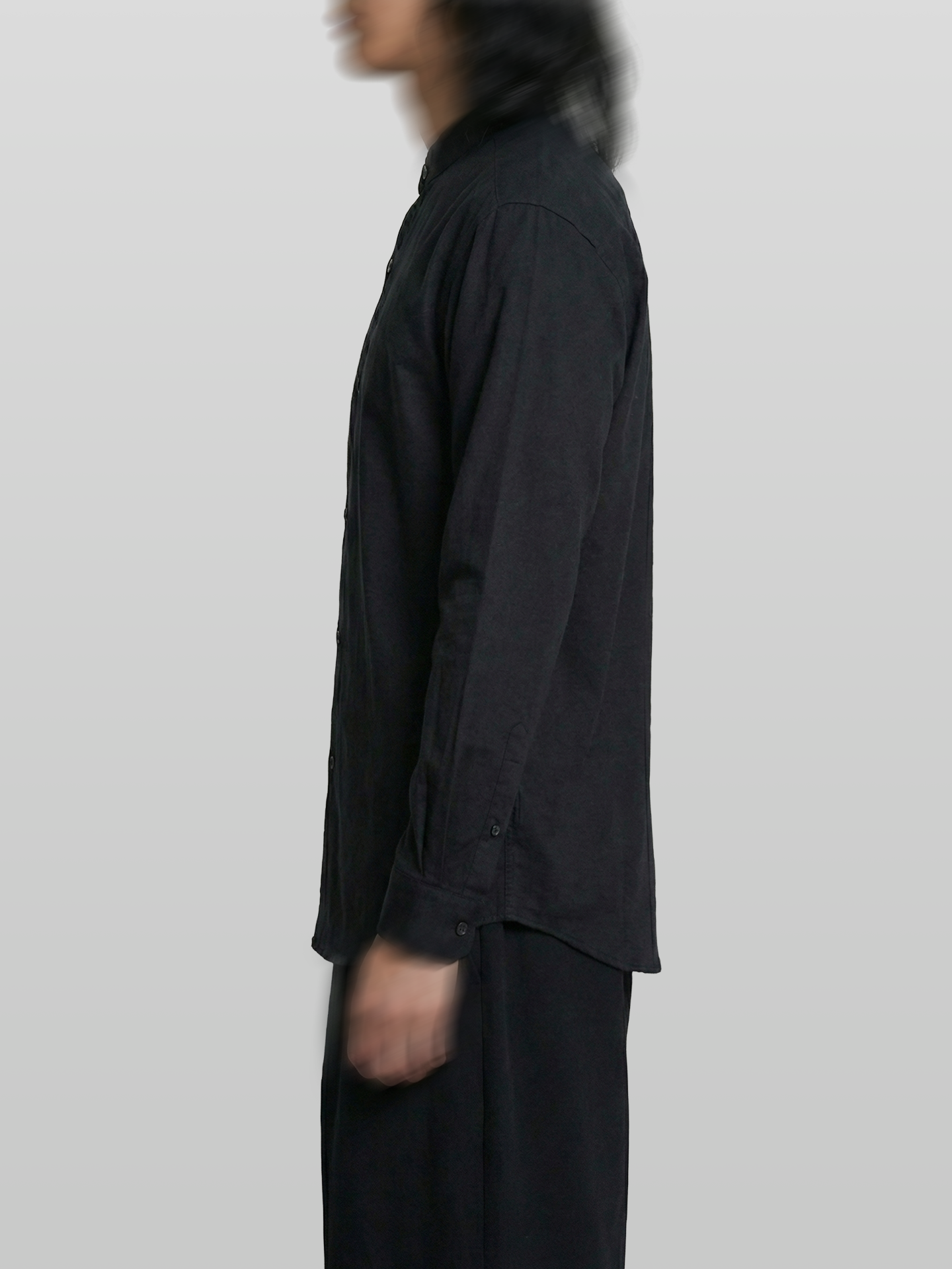 Wool-Like Collarless Shirt