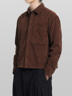 Corduroy Cropped Shirt brown – Front view | relaxed tailoring / semi-wide fit | UNPROVEN