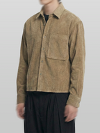 Corduroy Cropped Shirt beige – Front view | relaxed tailoring / semi-wide fit | UNPROVEN