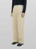 Corduroy Wide Pants ivory – Front view | wide-leg / pleated / relaxed tailoring | UNPROVEN