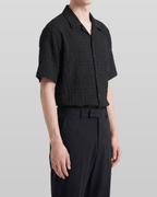 Crinkle Texture Open Collar Shirt