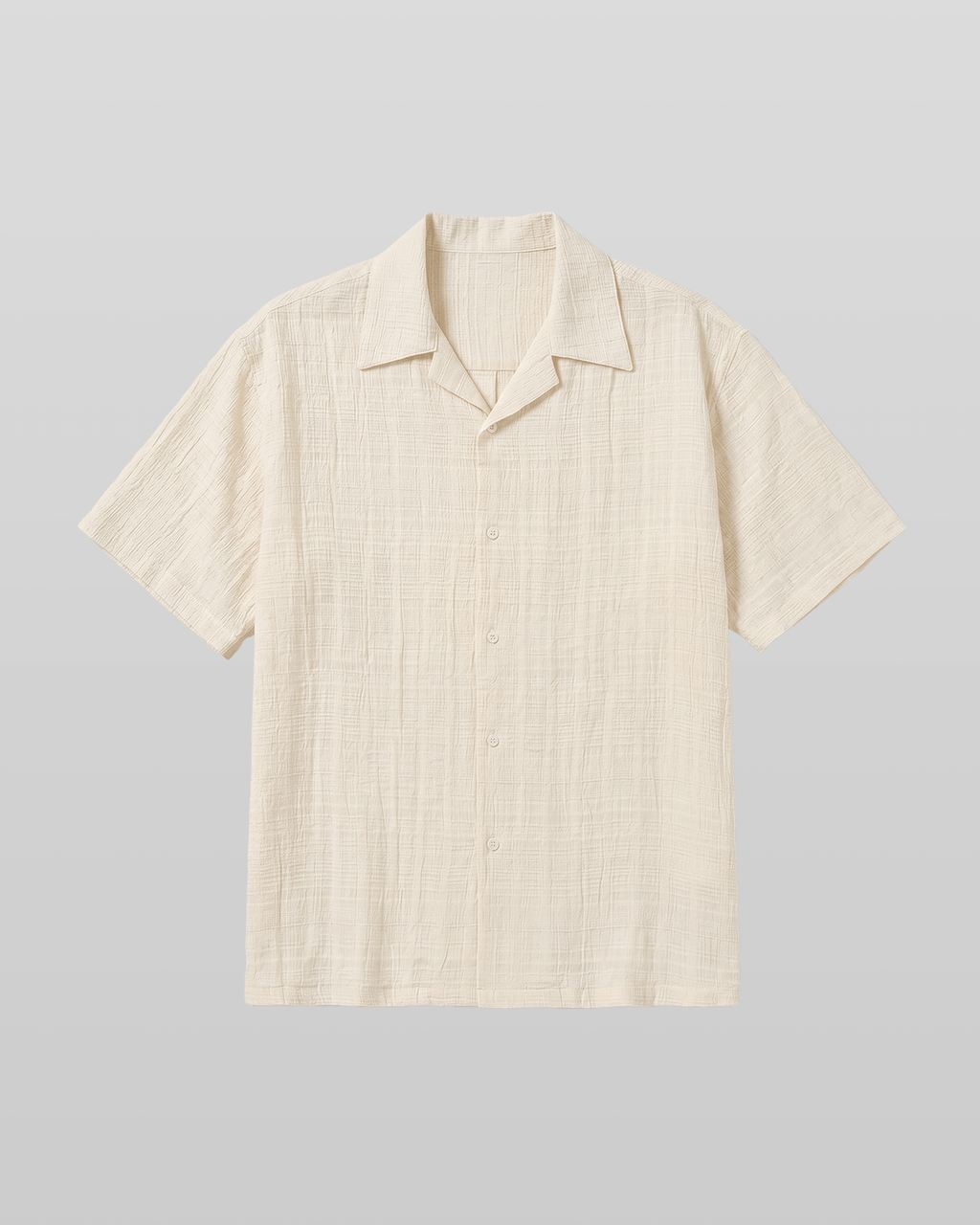 Crinkle Texture Open Collar Shirt