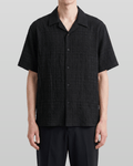 Crinkle Texture Open Collar Shirt