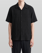 Crinkle Texture Open Collar Shirt