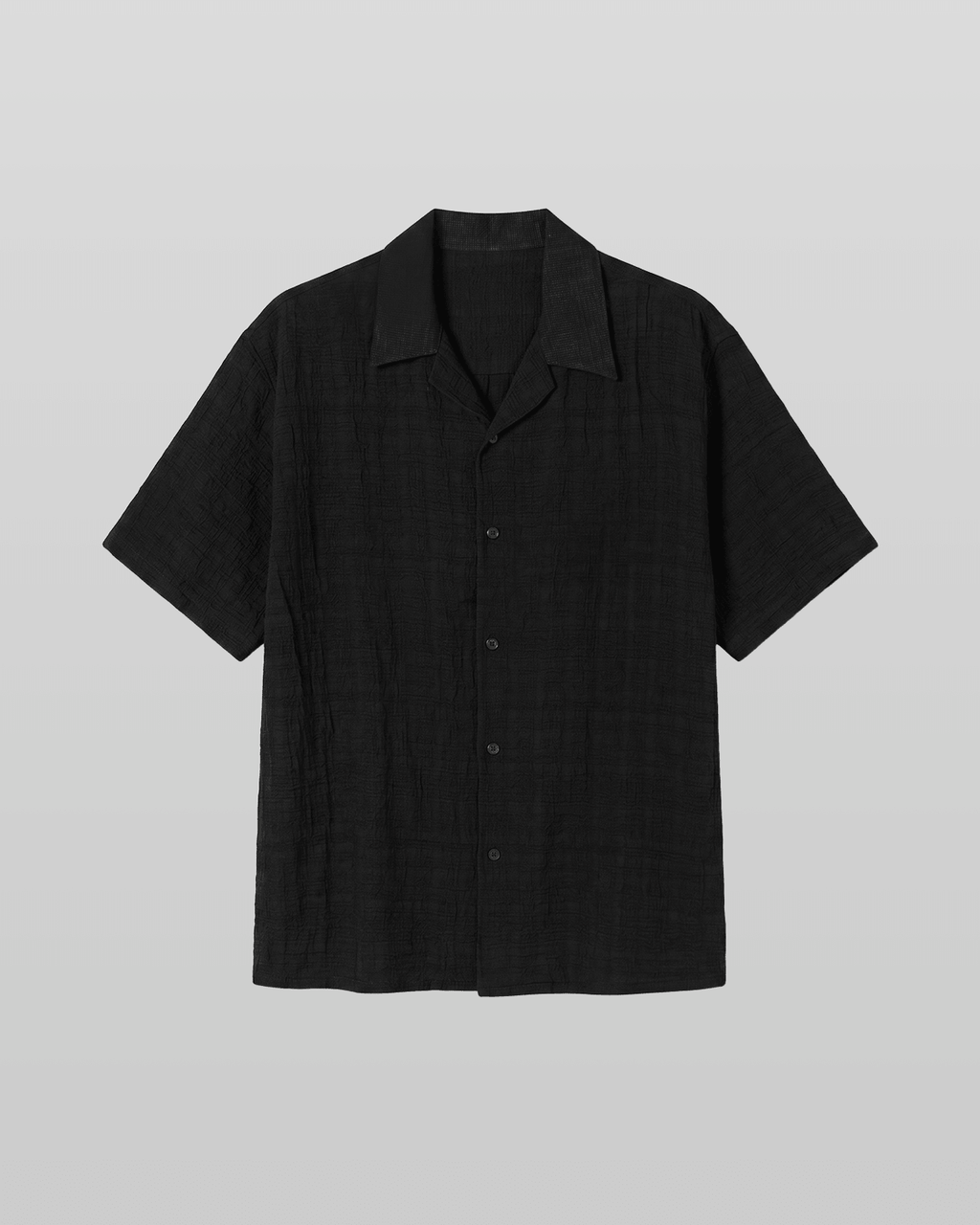 Crinkle Texture Open Collar Shirt