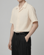 Crinkle Texture Open Collar Shirt