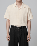 Crinkle Texture Open Collar Shirt