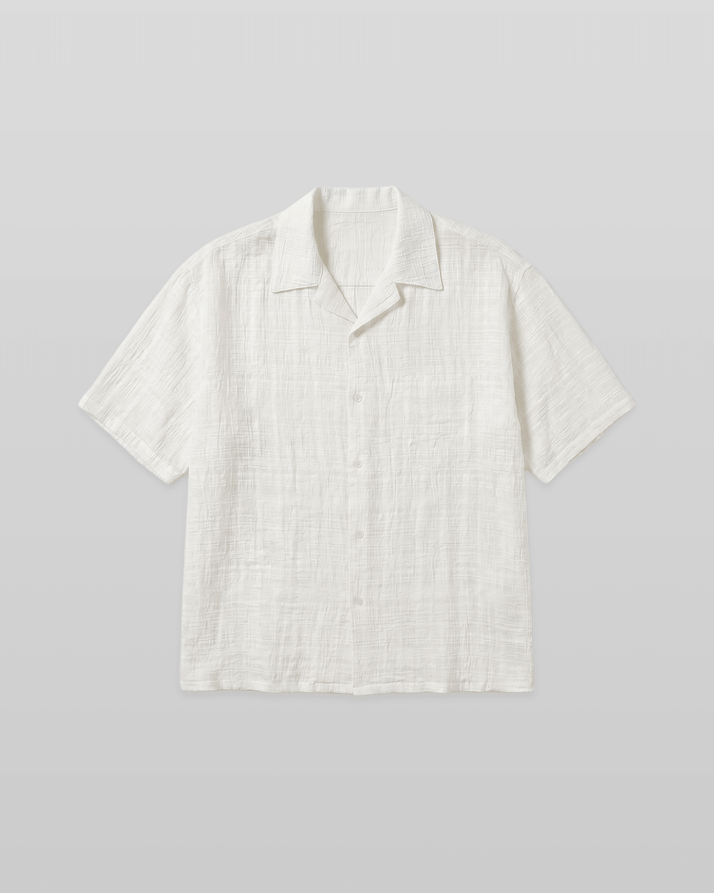 Crinkle Texture Open Collar Shirt