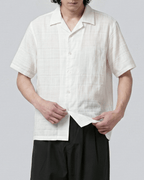 Crinkle Texture Open Collar Shirt