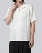 Crinkle Texture Open Collar Shirt