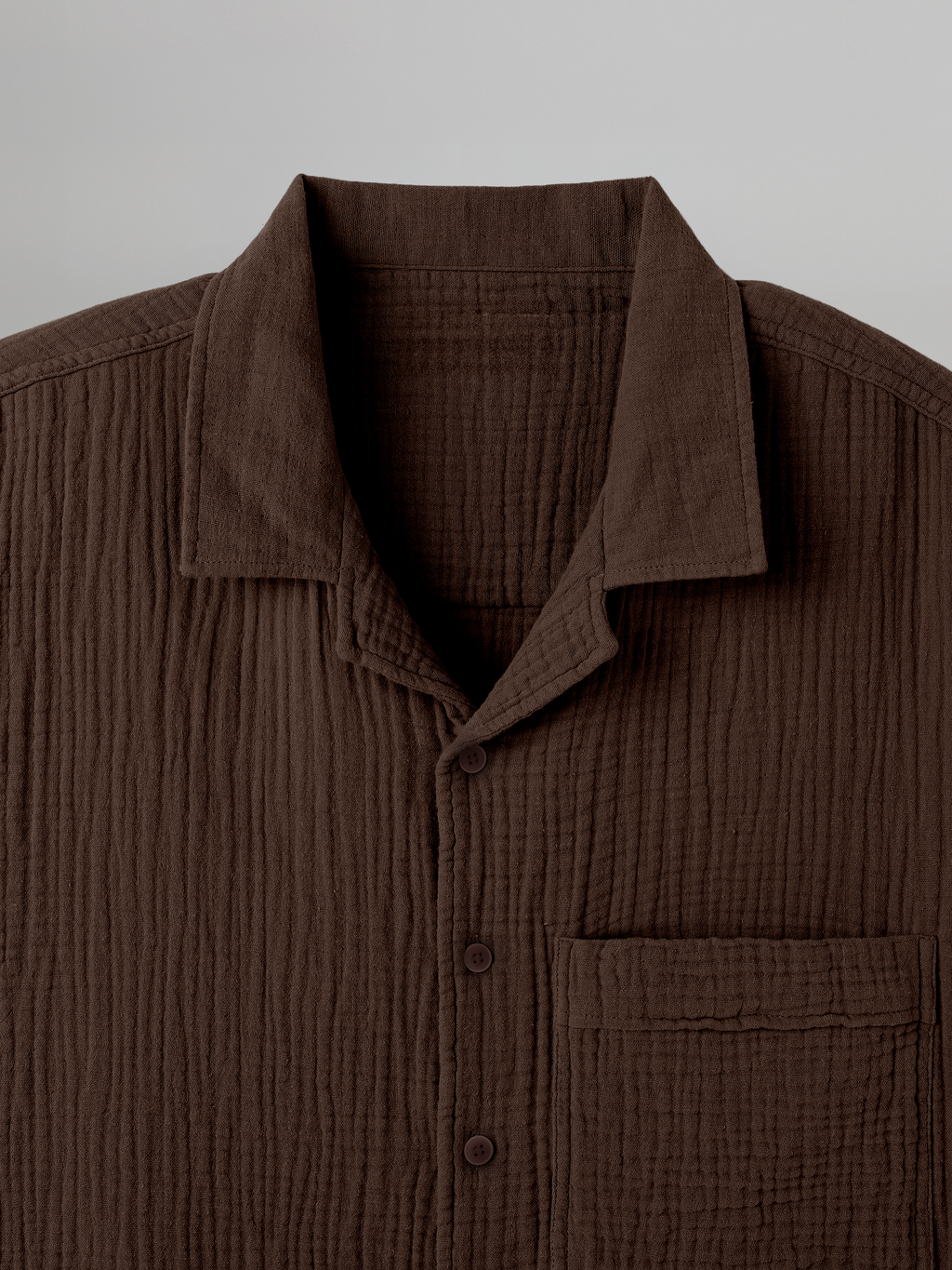 Open Collar Crinkled Short Sleeve Shirt