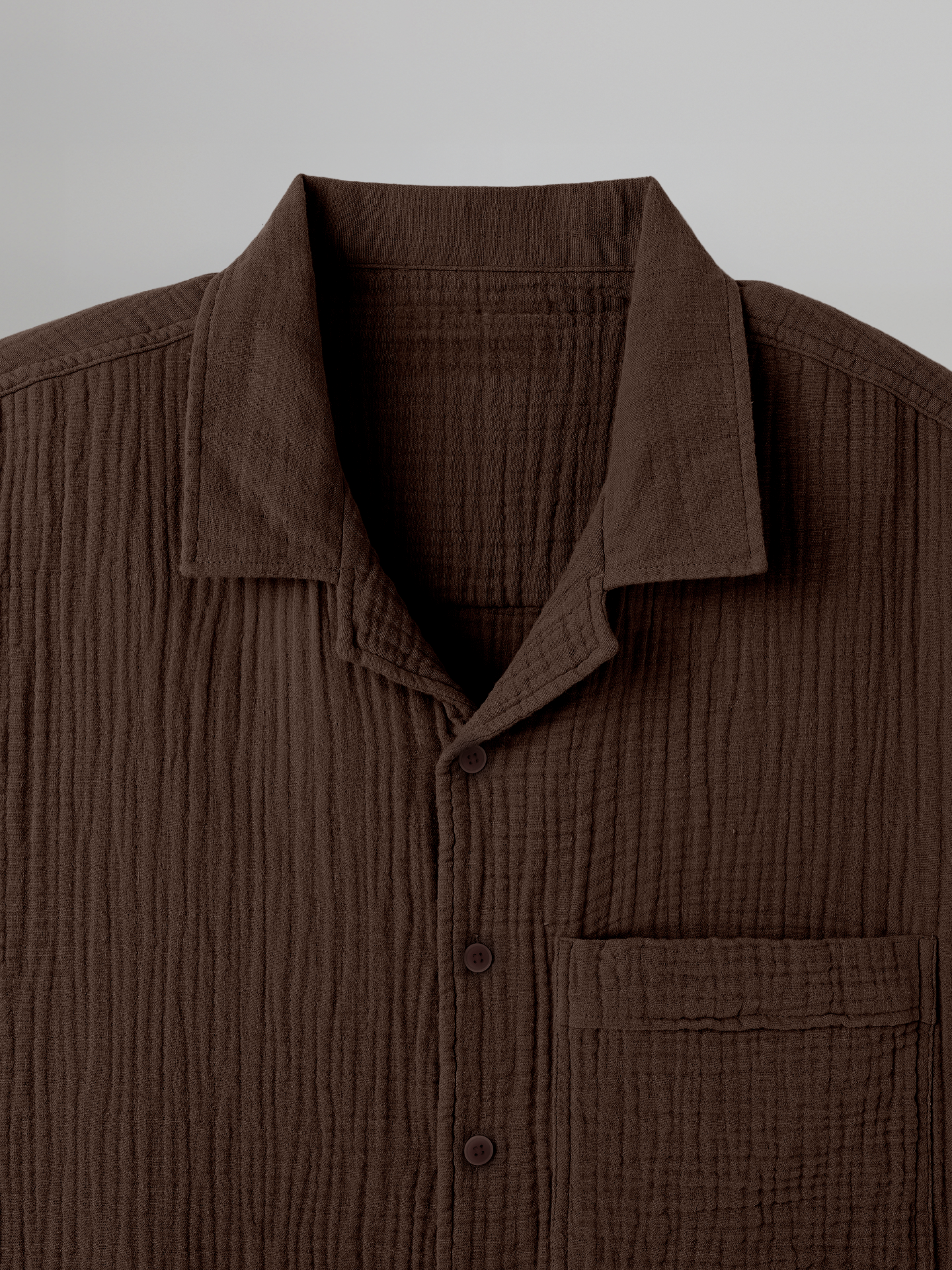 Open Collar Crinkled Short Sleeve Shirt