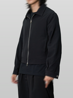 Cropped Zip Jacket black – Front view | architectural outerwear / structured | UNPROVEN