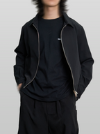 Zip Jacket Black – Front view | clean essentials / minimalist | UNPROVEN