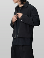 Zip Jacket Black – Front view | clean essentials / minimalist | UNPROVEN