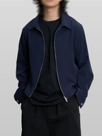 Cropped Zip Jacket navy – Front view | architectural outerwear / structured | UNPROVEN