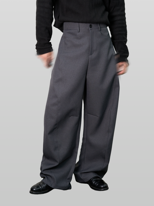 Curved Line Wide Pants gray-1 – Detail | wide-leg denim / relaxed denim | UNPROVEN