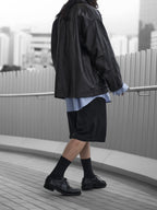 Pocket Wide Shorts | UNPROVEN. Black front - cleanfit minimal - UNPROVEN