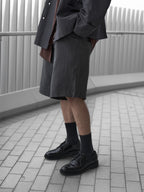 Pocket Wide Shorts | UNPROVEN. Gray-1 front - cleanfit minimal - UNPROVEN