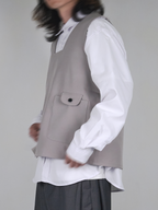 Square Neck Vest light-gray – Front view | layered / tailored | UNPROVEN