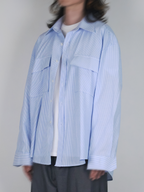 Stripe Shirt Sky-Blue – Front view | clean essentials / minimalist | UNPROVEN