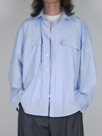 Stripe Shirt Sky-Blue – Front view | clean essentials / minimalist | UNPROVEN