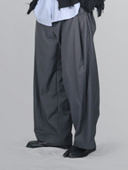 Pleat Wide Pants Gray-1 front - cleanfit minimal - UNPROVEN