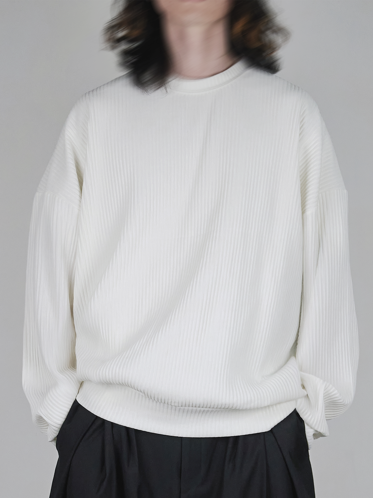 Pleated Long Sleeve Sweatshirt