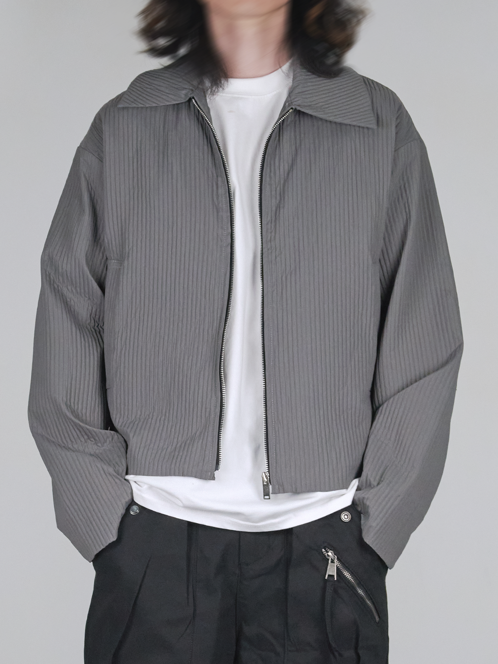 Pleated Zip Jacket