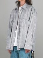 Stripe Shirt Gray-1 – Front view | clean essentials / minimalist | UNPROVEN
