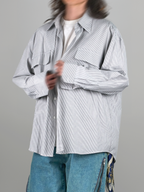 Stripe Shirt Gray-1 – Front view | clean essentials / minimalist | UNPROVEN