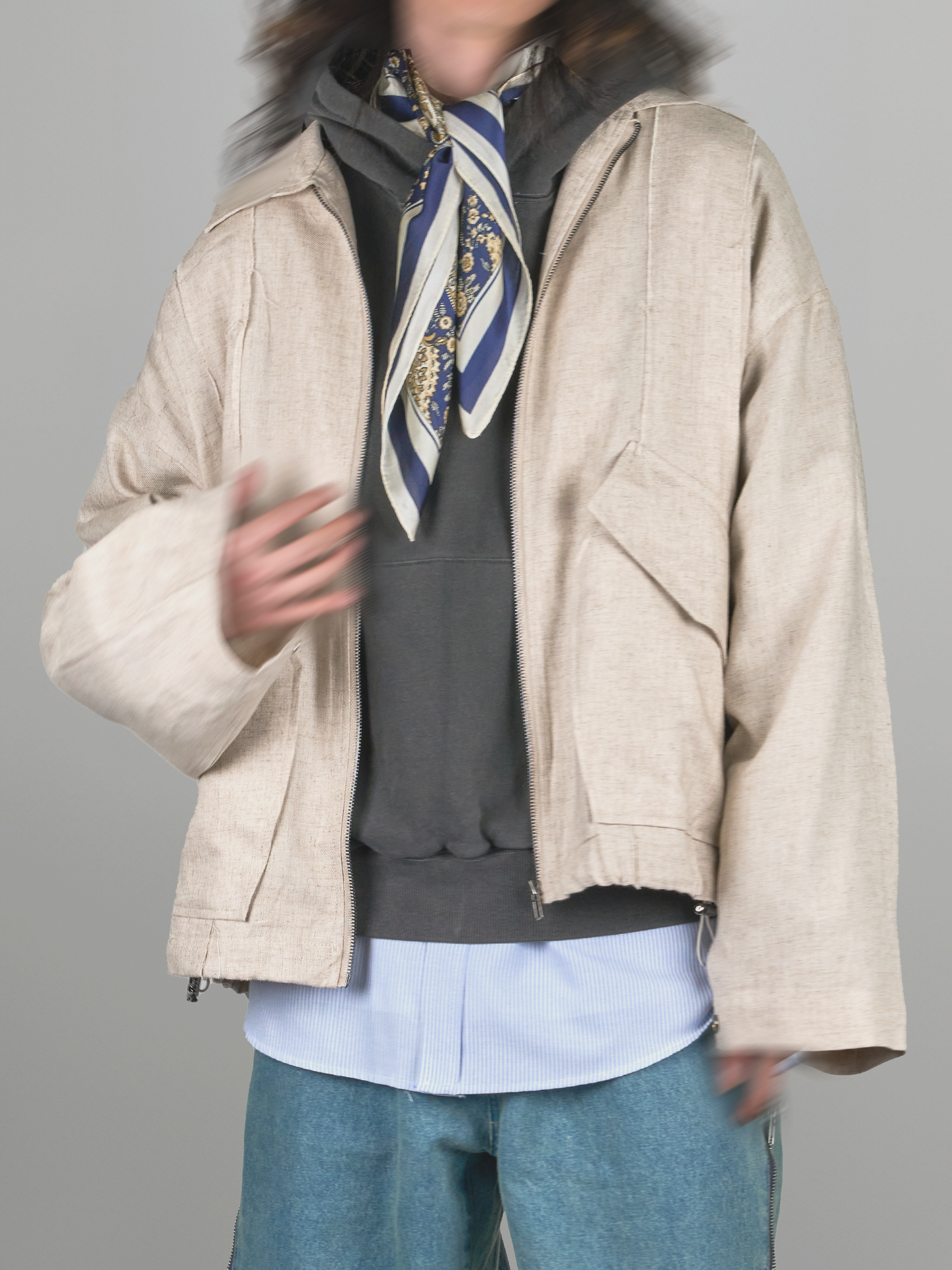 Oversized Linen Bomber Jacket