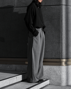 Pocket Tailored Wide Pants | UNPROVEN. Gray-1 front - cleanfit minimal - UNPROVEN