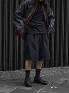 Pocket Wide Shorts | UNPROVEN. Black front - cleanfit minimal - UNPROVEN